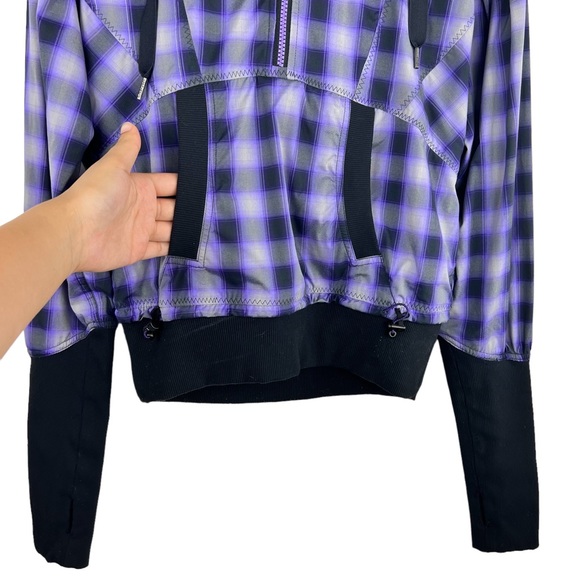 Lululemon Run Reflection Plaid Pullover Oversized Purple cropped Jacket size 6 - Picture 5 of 16